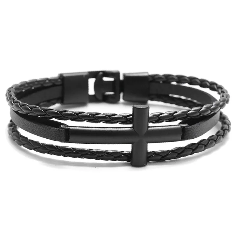 

Kirykle HOT New Unique Fashion Bracelet Men Bracelet cross Leather Bracelet Charm Christian Bracelet Ladies Jewelry