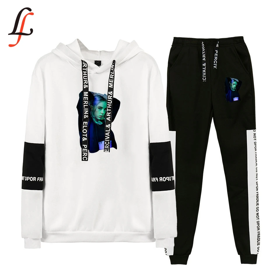 Billie Eilish комплект из 2 предметов женские толстовки в стиле хип хоп Harajuku унисекс