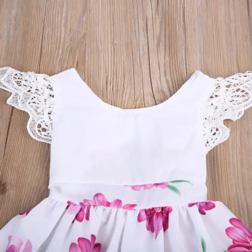 Новинка 2017 года детское платье с цветочным рисунком для маленьких девочек