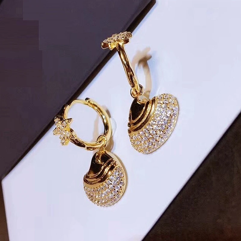 XF хит медный Циркон ракушка Морская звезда серьги гвоздики с кисточкой для