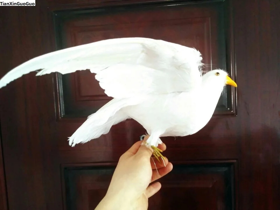 simulation dove bird hard model large 30x45cm white feathers spreading wings peace prop home garden decoration gift s1420 | Игрушки и