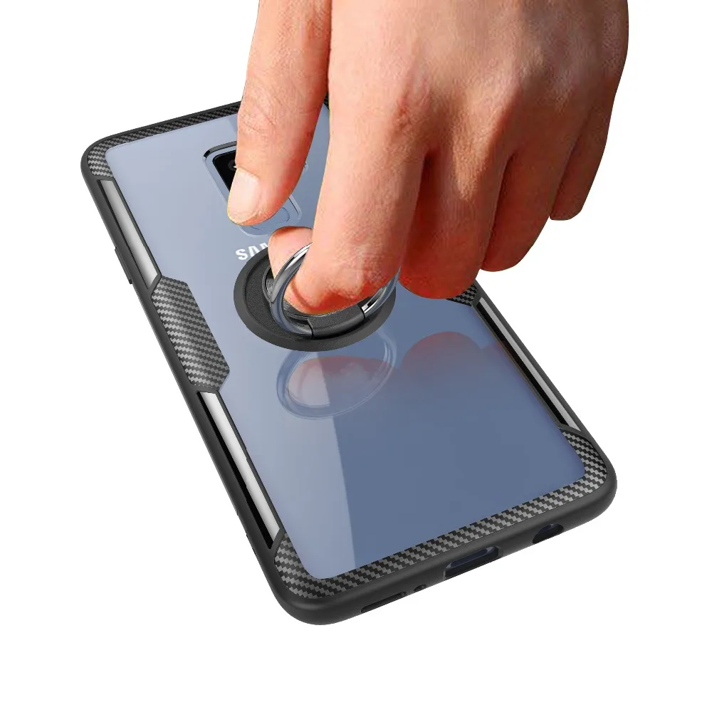 Чехол-подставка с магнитным кольцом для Samsung Galaxy S9 Plus Ультратонкий Прозрачный