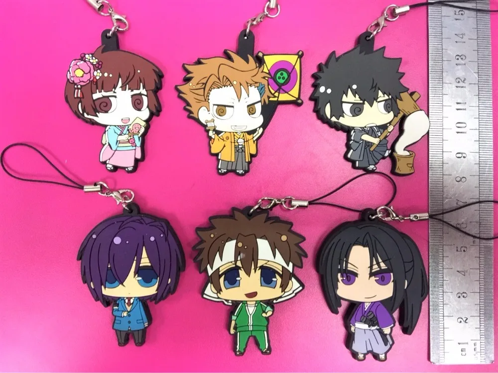 6 шт./лот Hakuouki Боинга призрак аниме брелок Yukimura Jiziru Hijikata Тошизо Okita Souji соаетую