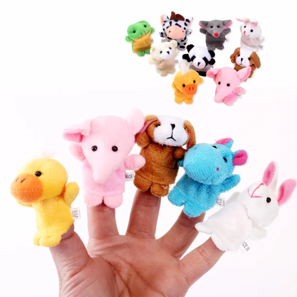 10pcs/set Animal  Finger Puppets Plush Baby Toys for Infant Sleepping Story