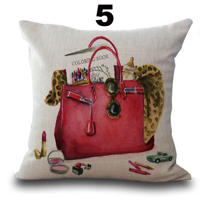 

Cotton Linen Square 18" Brand Perfume Bottle and channel Printed Sofa Decorative Cushion Covers Room Chair Pillow Case