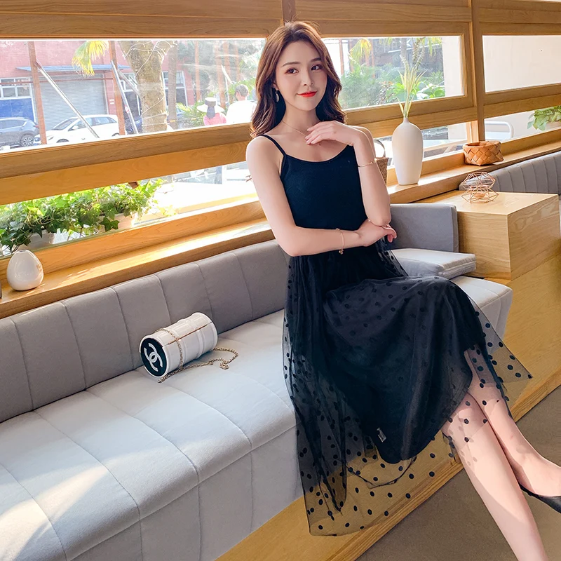 Новинка 2019 женские платья на бретельках с высокой талией летние сексуальные из