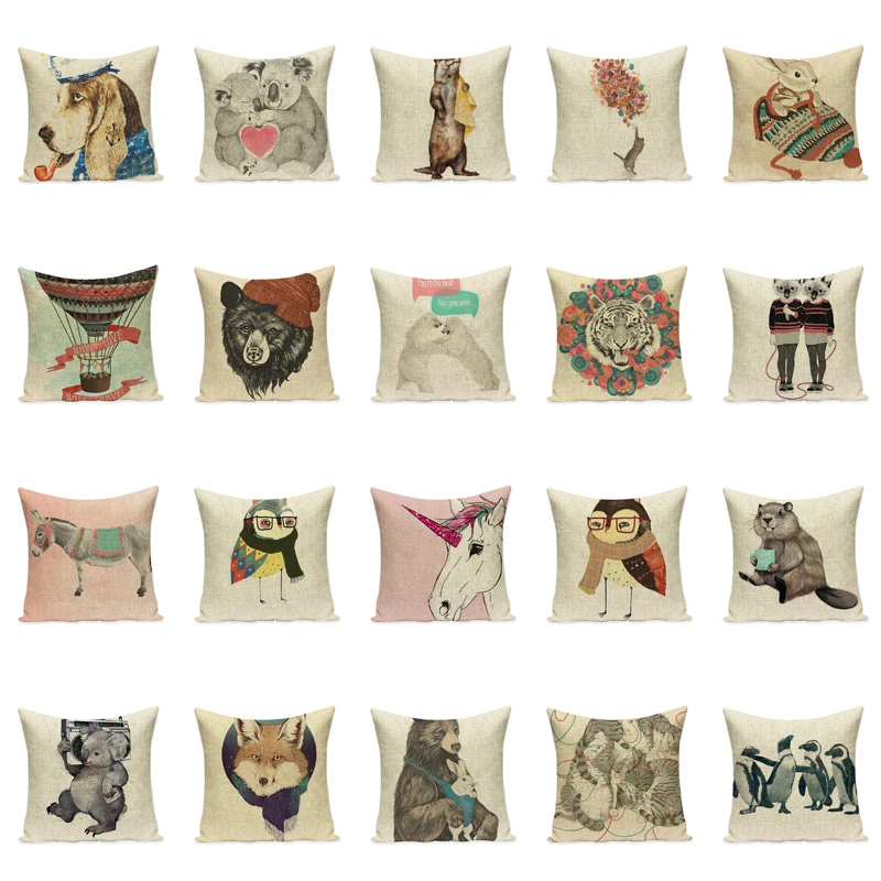 Подушка с единорогом декоративная жаккардовая совой и собакой мягкая кровать