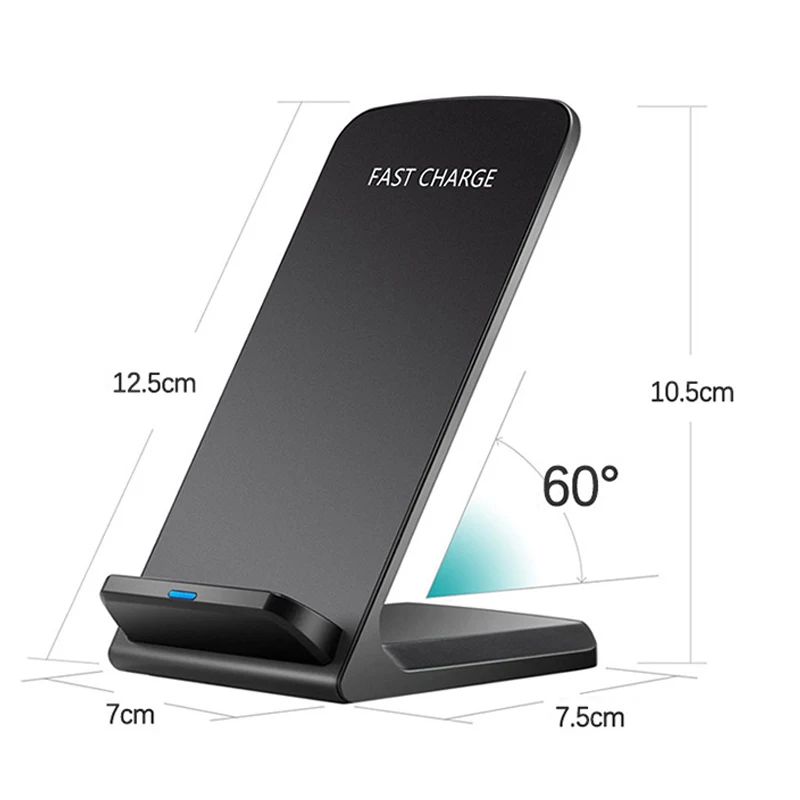 

QI Wireless Charger Quick Charge 2.0 Fast Charging for iPhone 8 10 X Samsung S6 S7 S8 2-Coils Stand 5V/2A & 9V/1.67A