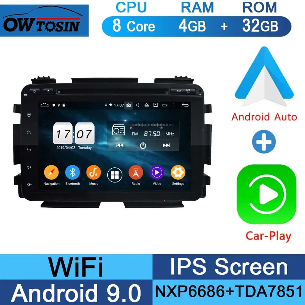32G CarPlay Android " ips 1920*1080 8Core 4G+ 64G Android 9,0 Автомобильный DVD плеер для Honda Vezel HR-V вариабельности сердечного ритма XR-V DSP радио gps - Цвет: 32G CarPlay Android
