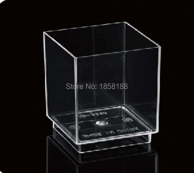

100pcs/lot Hard Disposable Plastic 2oz Cube Cup Dessert Mini Cake Cup Mini Cup For Party Wedding