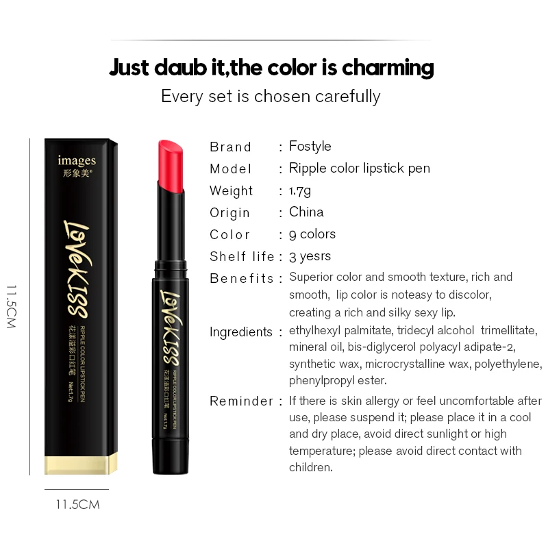 Fostyle Brand Makeup Korean Cosmetics Red Lips Matte Long Lasting Lipstick Set Nude Black Mate Pencil |