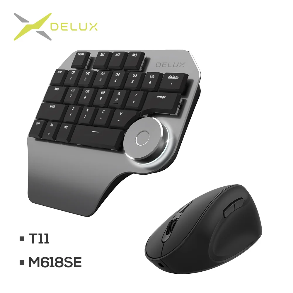 T11 M618SE set DELUX T11 дизайнерская Клавиатура 2,4 ГГц Беспроводная мышь M618 SE вертикальные мыши 1600 dpi Мышь комбинации клавиш для компьютера ноутбука - Цвет: T11 M618SE set