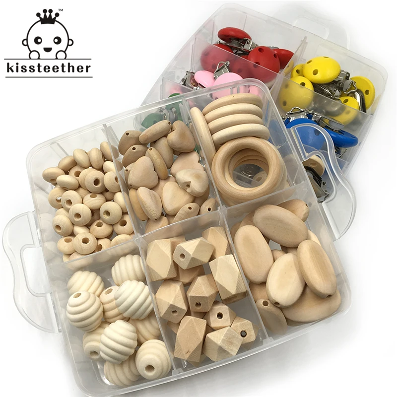 Деревянный Прорезыватель для зубов в 2 коробках растушевки дерева виде сердечек