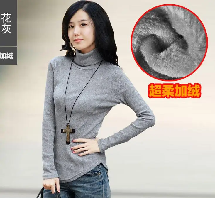 Woman Autumn Plus Size Velvet Solid Turtleneck Thicken Stretch Slim Sweaters Lady Winter Hedging Warm Sweater | Женская одежда