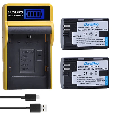 2 Battery Set 2 шт. LP-E6 LP E6 Аккумулятор для камеры+ ЖК-Зарядное устройство USB для Canon EOS 5DS R 5D Mark II 5D Mark III 6D 7D 60D 60Da 70D 80D DSLR EOS 5DS - Цвет: 2 Battery Set