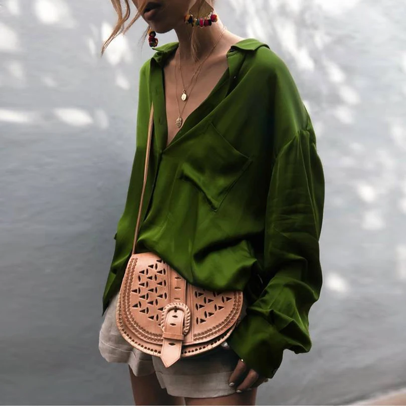 2019 модная летняя повседневная Свободная блузка для вечеринок с длинными