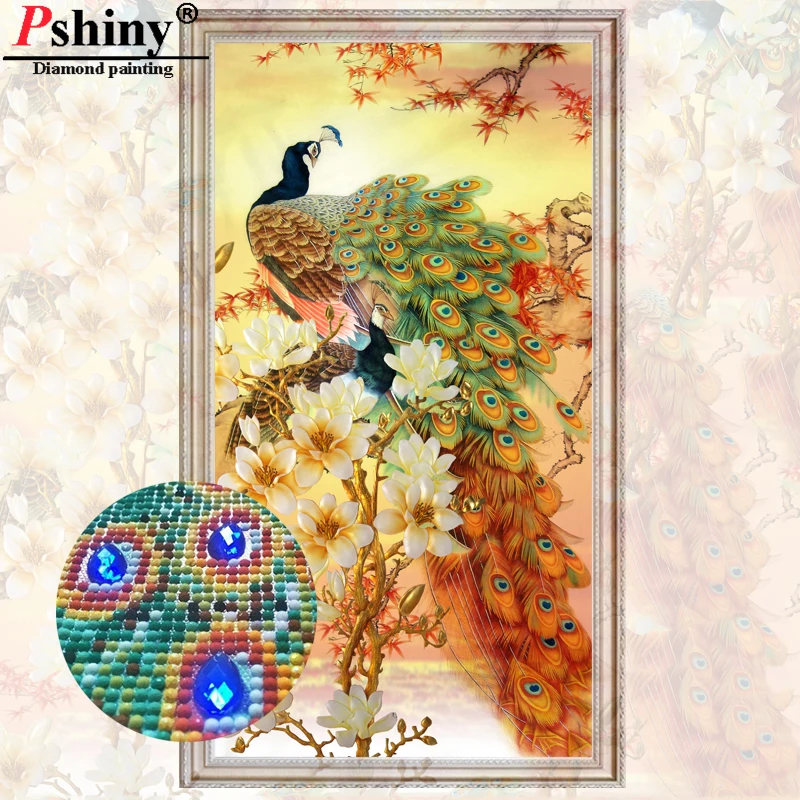 PSHINY особой формы 5D DIY Алмазная вышивка продажа павлинов животные картины из страз