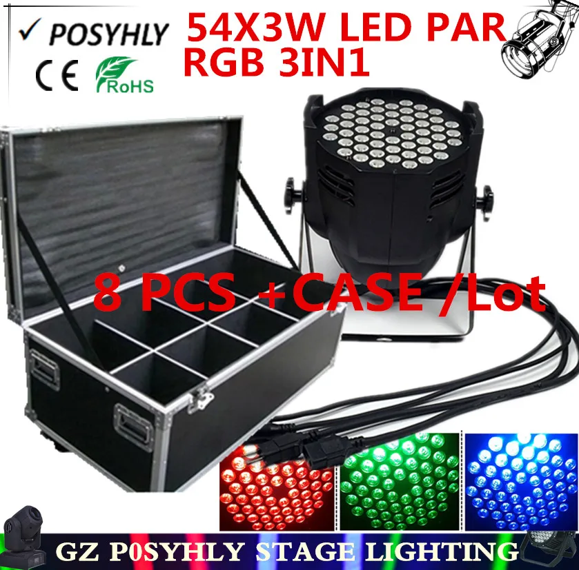 8 шт./RGB 3 в 1 54X3W светодиодный светильник Par + цветный чехол PAR air box DMX512 управление