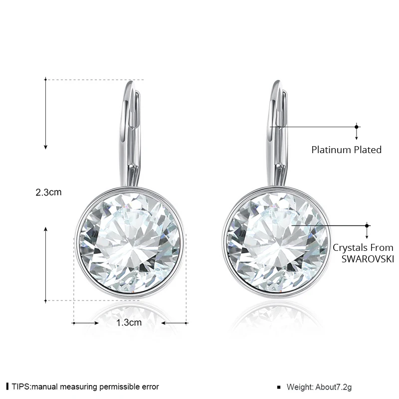 Лучшее качество, серьги для пирсинга Bella, сделанные с элементами SWAROVSKI, прозрачный кристалл от SWAROVSKI Bijoux, Женский Рождественский подарок