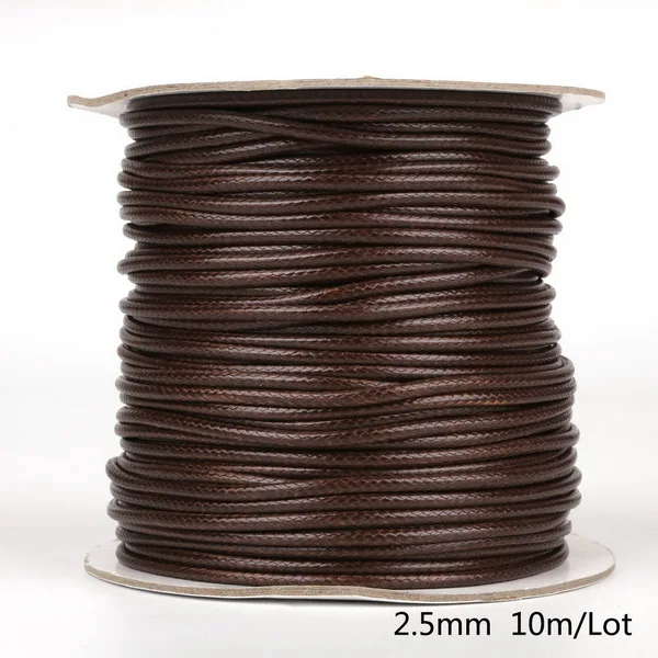 2.5mm 10meter 2,5/3/3,5/4/5 мм черный/коричневый вощеный шнур хлопка вощеный шнур резьба строка ремень Цепочки и ожерелья веревка для самостоятельного изготовления ювелирных изделий браслет - Цвет: 2.5mm 10meter