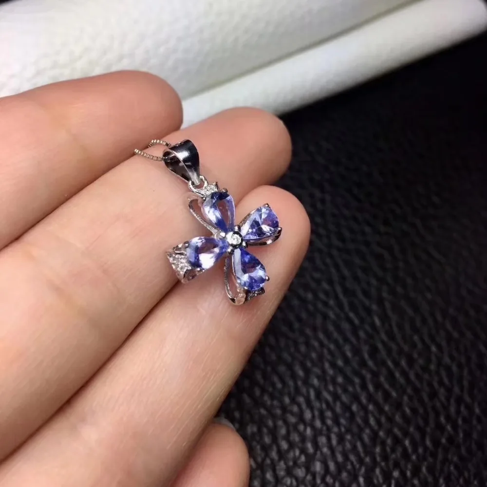 Кулон из серебра 925 пробы с танзанитом 4 Х6 мм|fine jewelry|gemstone tanzanitegifts for women |