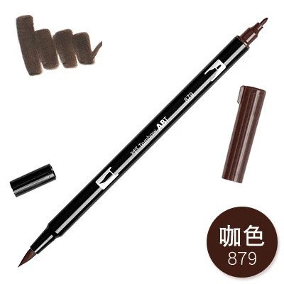 879 1 шт., TOMBOW, AB-T, Япония, 96 цветов, художественная кисть, ручка с двумя головками, маркер, профессиональный водный маркер, ручка для рисования, Kawaii, канцелярские принадлежности - Цвет: 879