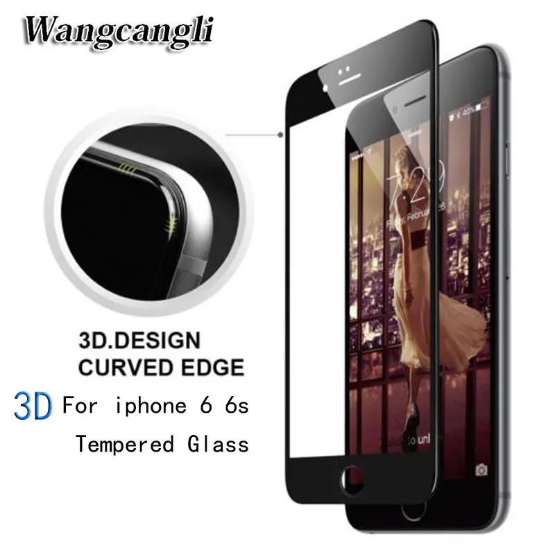 Wangcangli роскошные 3d круглый изогнутый край 9 9н закаленное стекло для iphone 6 защитное