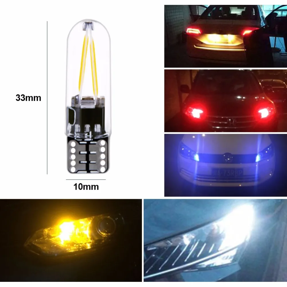 AmmToo 1 шт. W5W led T10 cob стеклянный автомобильный светильник светодиодная лампа для