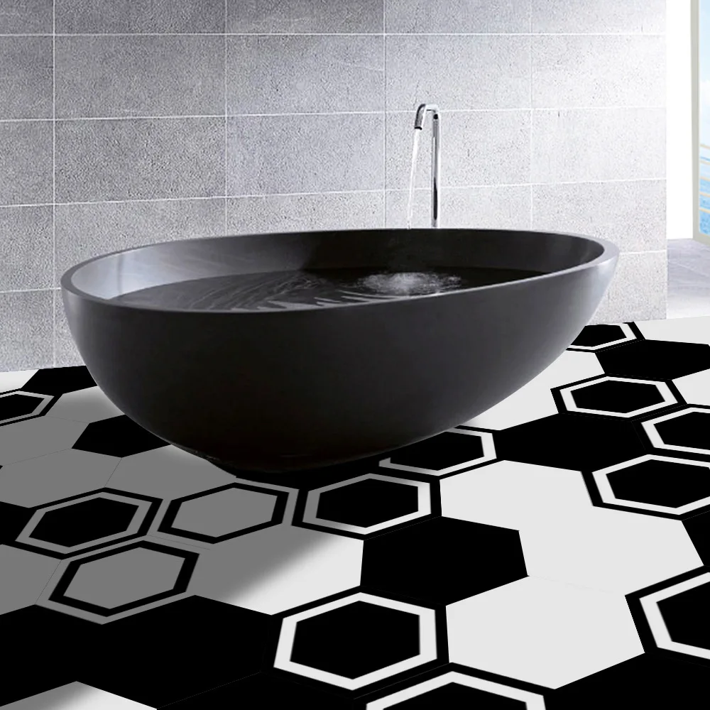 Bedroom Floor Tile Sticker Waterproof Non-slip Creative Wall Stickers Black And White Wallpapar Decals Mural Mat Home Decoration | Дом и сад