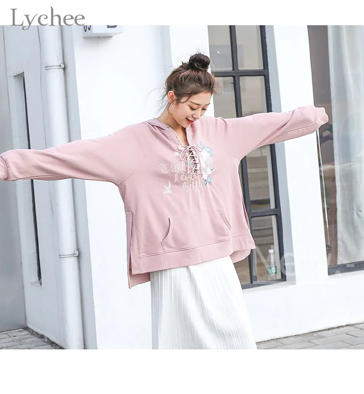 Lychee сезон весна-осень Очаровательная Женская толстовка с капюшоном цветочной