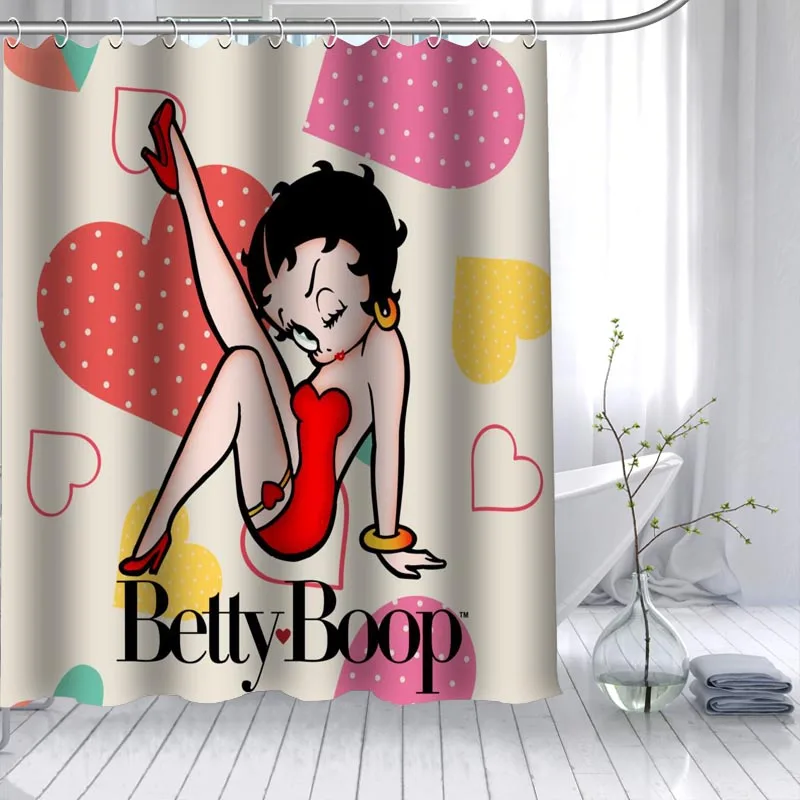 ShunQian Betty Boop горячая Распродажа душ Шторы полиэстер ткань 12 Крючки для Ванная