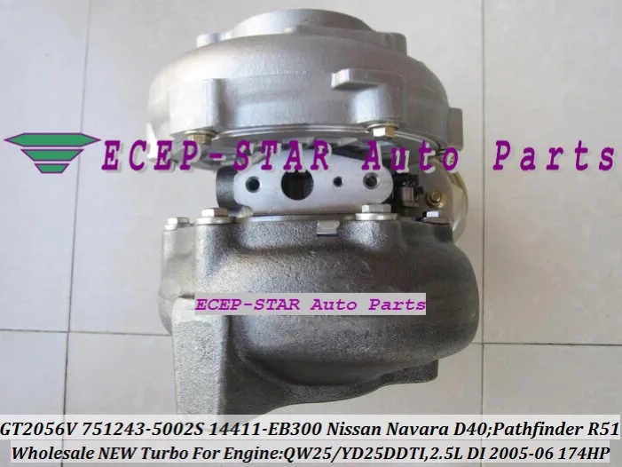 Турбокомпрессор GT2056V 751243 5002S 14411 EB300 для NISSAN Navara D40 Pathfinder R51 QW25 05 YD25DDTi 2 5 л бесплатная