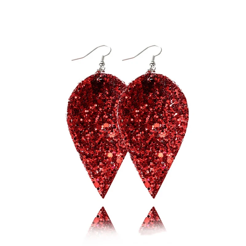 Новый дизайн кожаные серьги с блестками для женщин радужные из искусственной