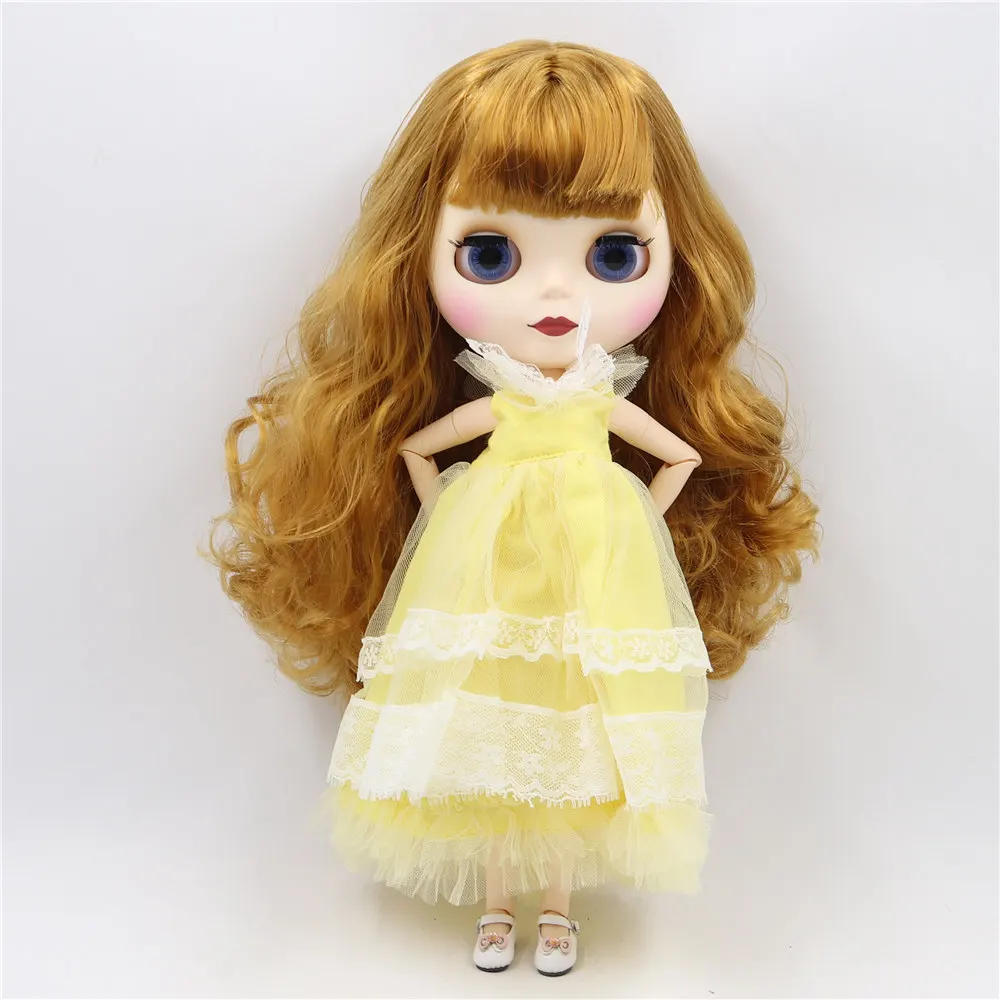 Ледяной DBS Blyth кукольные 1/6 bjd из белой кожи Матовые шарнирное тело золотых волос.