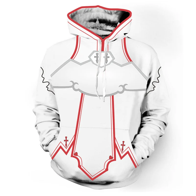 Pullover White Аниме Sword Art Online SAO Толстовка Кирито киригая Kazuto Yuuki Asuna принт Повседневная Толстовка тонкие толстовки пальто на молнии - Цвет: Pullover White