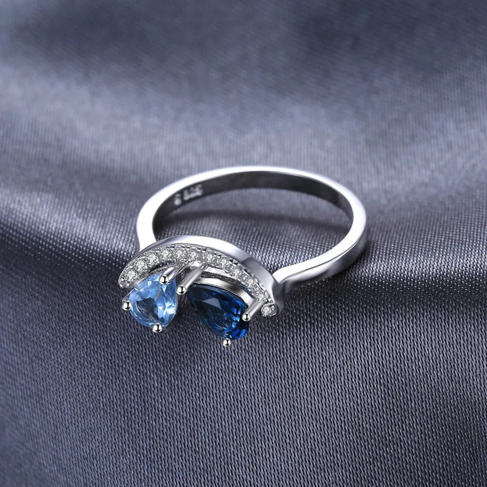 Jewelrypalace Мода 1 ct груша Природный Голубой топаз и Лондон кольцо стерлингового