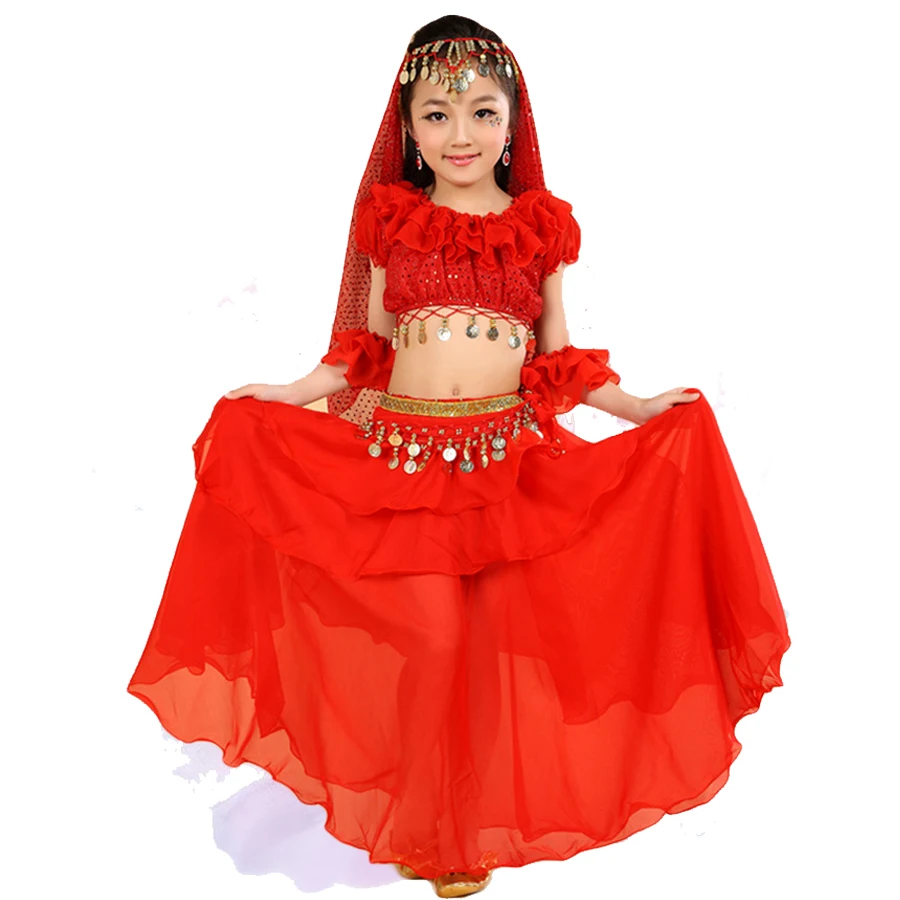 2018 детская танцевальная одежда для девочек 5 шт. (топ + юбка торт поясная цепочка