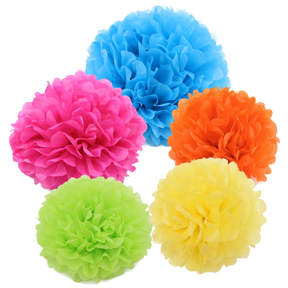 

One Pack (15PCS) Tissue Hanging Paper Pom Poms Flower Ball Wedding Party Outdoor Decoration Craft Kit PF-15RB