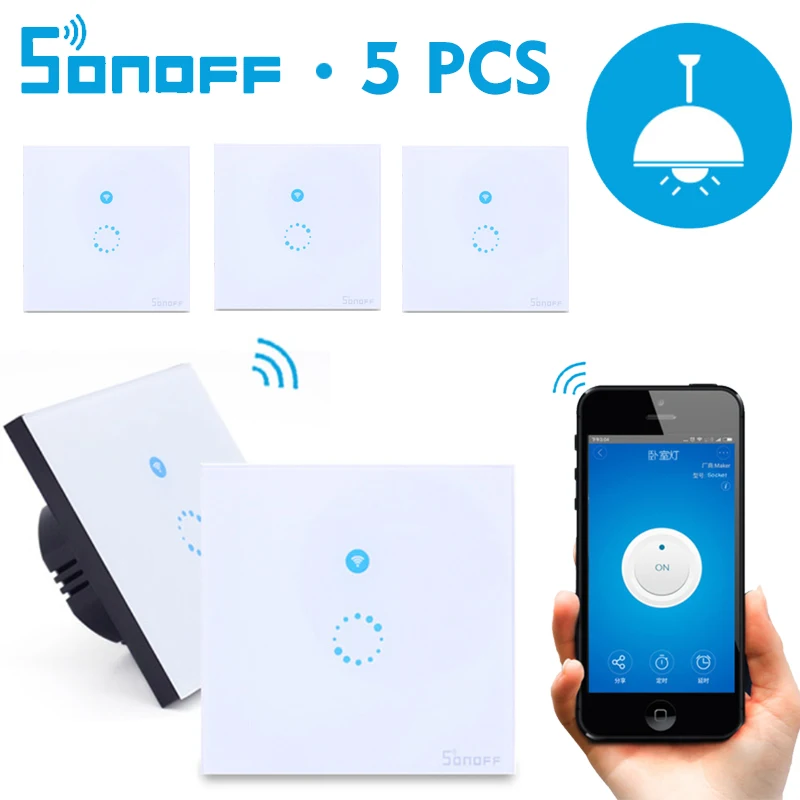 5 шт./лот ITEAD Sonoff сенсорный настенный Wifi переключатель Роскошная стеклянная