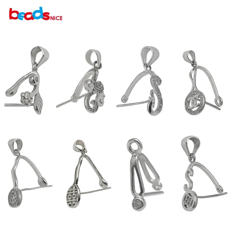 Beadsnice кулон из чистого серебра 925 пробы зажим с фианитом для больших камней