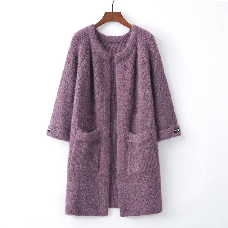 OMCHION Casaco Feminino 2018 Winter Clothes Women Solid Pockets Long Cardigan Casual Korean Mohair Sweater Coat Knitwear LP133 |