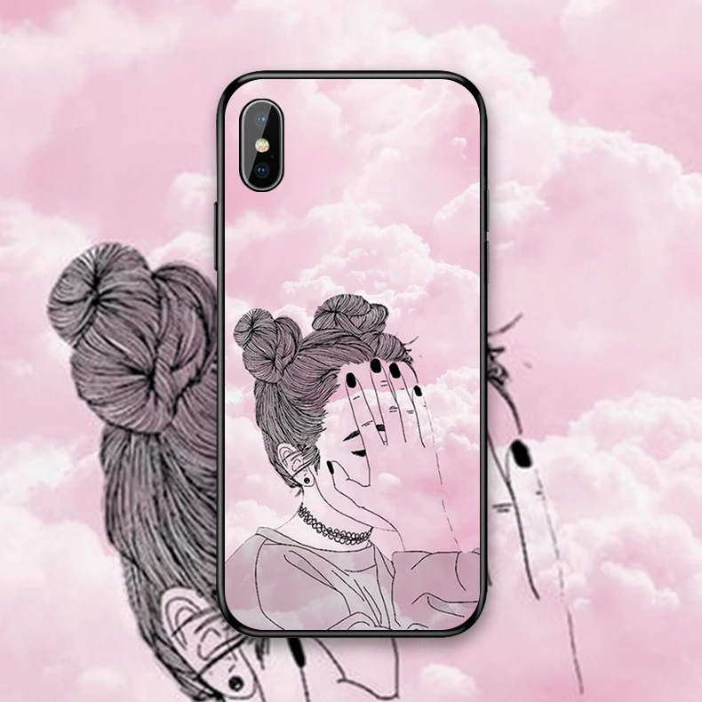 Звездное ночное небо и девушка искусство для iphone X XR XS XSMAX Силиконовые Мягкие ТПУ