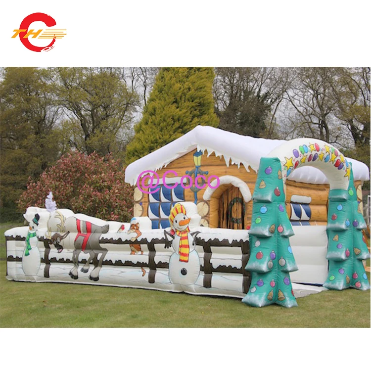 Бесплатная доставка по воздуху! 7x5 м большой надувной рождественский дом Санта