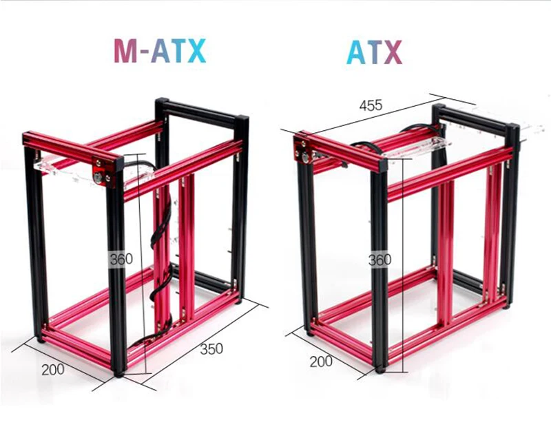 200*445*360 мм DIY алюминий ATX/M-ATX материнская плата ПК Шасси в корпусе открытая Оголенная рамка вертикальная 120 водяная охлаждающая стойка детали