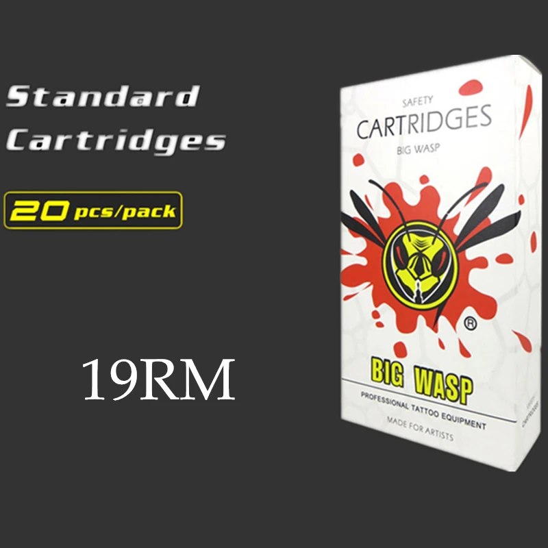 

BIGWASP Disposable White Cartridge Needle 19 Curved Magnum (19RM) Tattoo Needle 20Pcs/Box Wholesale Supply