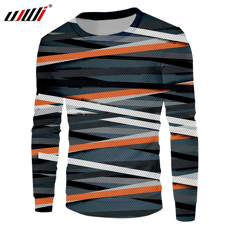 

Мужской свитер UJWI, черно-белая толстовка в полоску с 3D принтом, новинка 2019