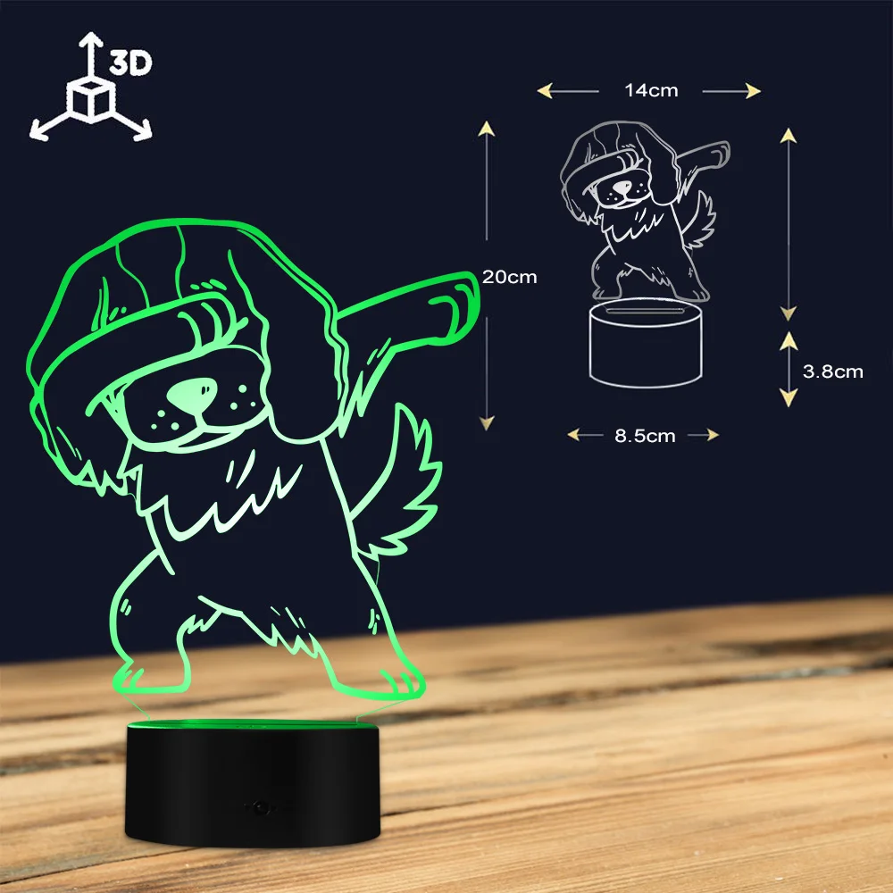 Даббинг кавалер Кинг чарльз спаниель светильник ing 3D Оптическая иллюзия USB Ночная
