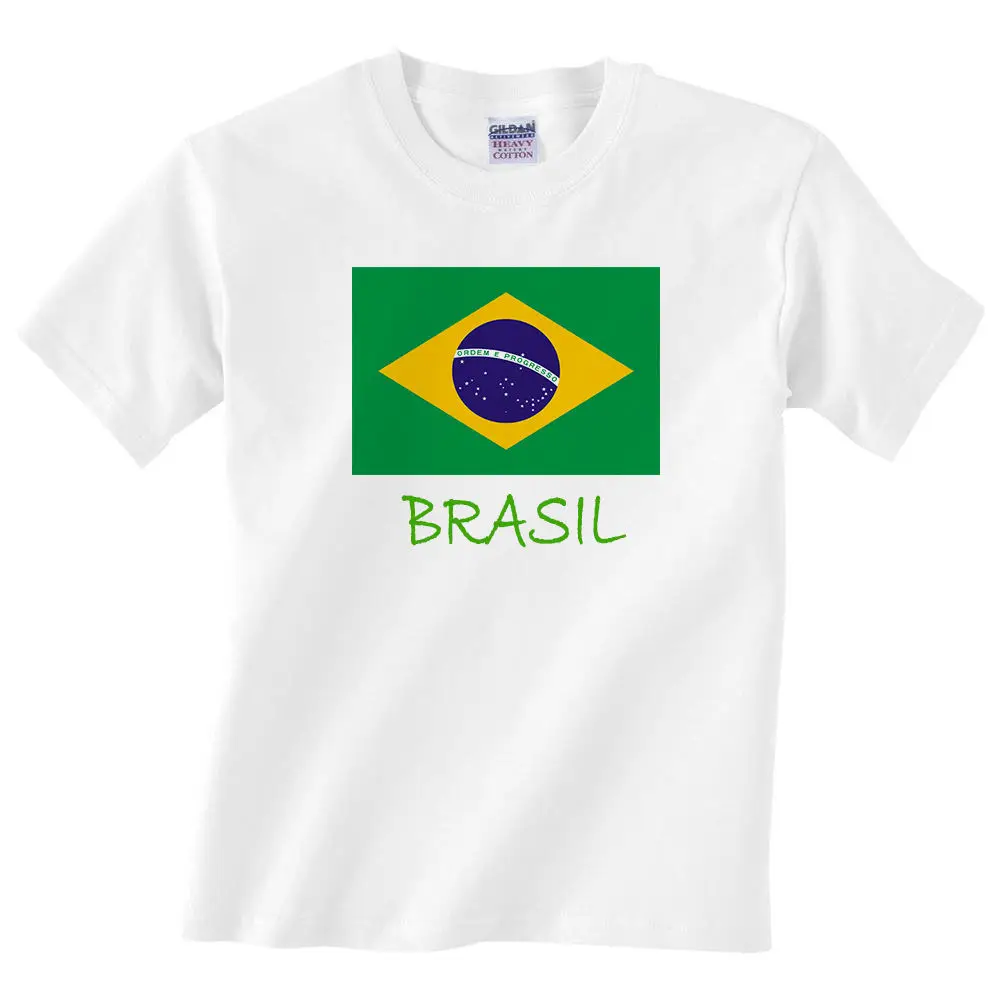 Детская футболка Brasil футболки для мальчиков и девочек с флагом Бразилии мужские