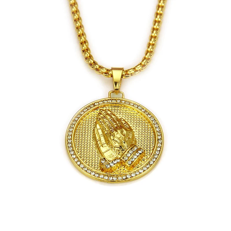 Стильное ожерелье с круглым кулоном в стиле хип-хоп для женщин и мужчин колье