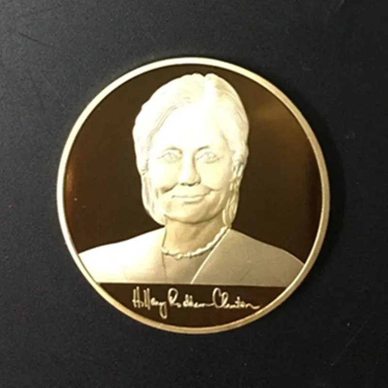 10 шт. железная женщина Клинтон 1 OZ 24K покрыто настоящим с позолотой знак в